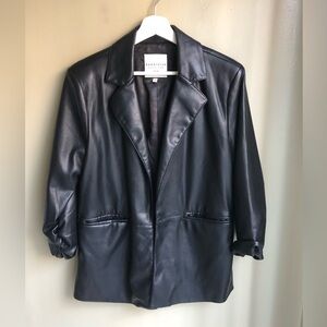 Bagatelle Collection Faux Leather Blazer Blazer Size: M